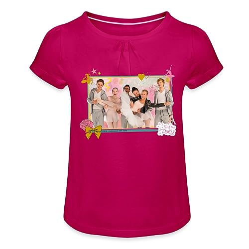 Spreadshirt Find me in Paris Charaktere Mädchen T-Shirt mit Raffungen, 10 Jahre, Fuchsia von Spreadshirt