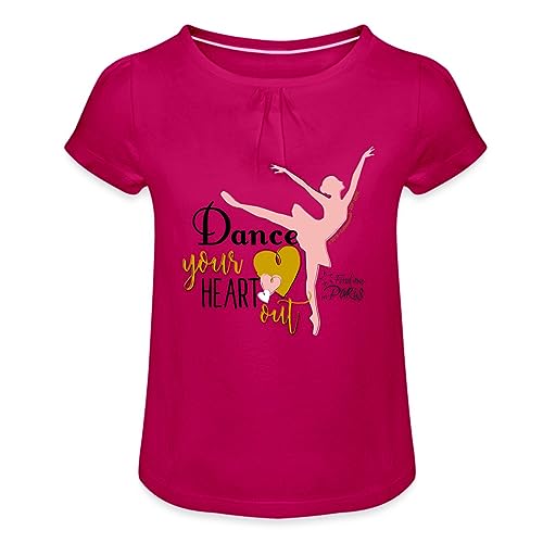Spreadshirt Find me in Paris Dance Your Heart Out Spruch Mädchen T-Shirt mit Raffungen, 8 Jahre, Fuchsia von Spreadshirt