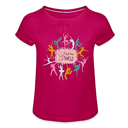 Spreadshirt Find me in Paris Tänzer Mädchen T-Shirt mit Raffungen, 8 Jahre, Fuchsia von Spreadshirt