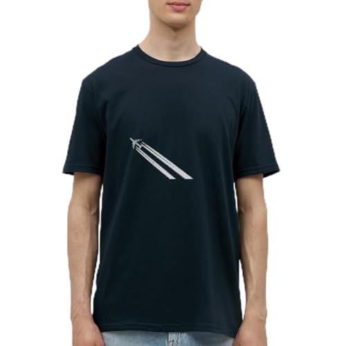 Spreadshirt Flugzeug Kondensstreifen Fliegen Luftfahrt Männer T-Shirt, XXL, Navy von Spreadshirt