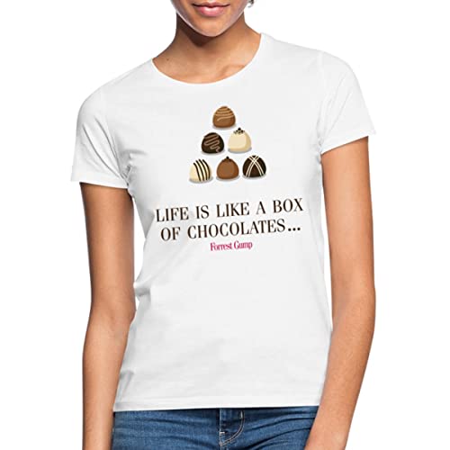 Spreadshirt Forrest Gump Life is Like A Box of Chocolates… Frauen T-Shirt, S, weiß von Spreadshirt