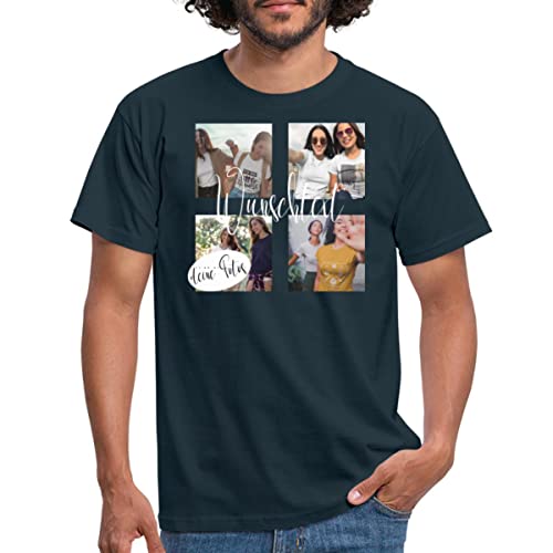 Spreadshirt Foto Collage Selber Gestalten Mit Wunschtext Und Deinen Fotos Männer T-Shirt, XL, Navy von Spreadshirt