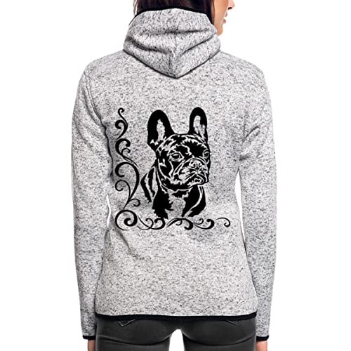 Spreadshirt Französische Bulldogge Hundemama Frauen Kapuzen-Fleecejacke, XL, Hellgrau meliert von Spreadshirt