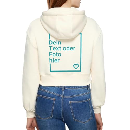 Spreadshirt Frauen Jacke Selbst Gestalten Mit Foto Und Text | Oversize Jacke Personalisierbar Frauen Oversized Cropped Kapuzenjacke, XL, Natur von Spreadshirt