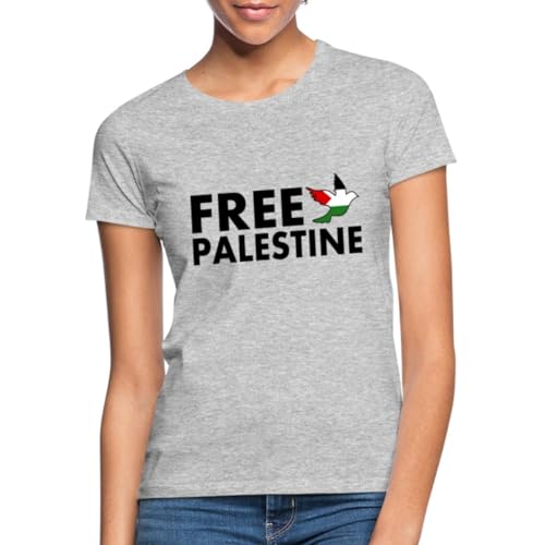 Spreadshirt Free Palestine Friedenstaube Palästina Frauen T-Shirt, M, Grau meliert von Spreadshirt