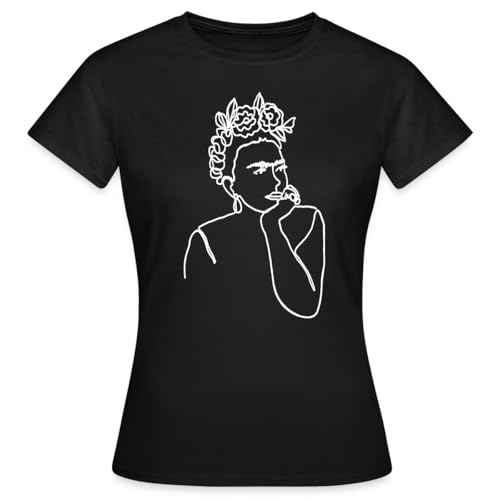 Spreadshirt Frida Kahlo Zeichnung Weiß Frauen T-Shirt, L, Schwarz von Spreadshirt