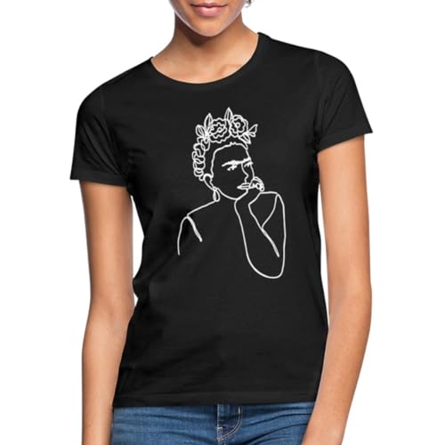 Spreadshirt Frida Kahlo Zeichnung Weiß Frauen T-Shirt, XXL, Schwarz von Spreadshirt