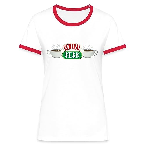 Spreadshirt Friends Central Perk Frauen Kontrast T-Shirt, L, Weiß/Rot von Spreadshirt