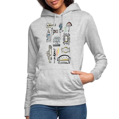 Spreadshirt Friends Icons Übersicht Frauen Hoodie, M, Hellgrau meliert von Spreadshirt