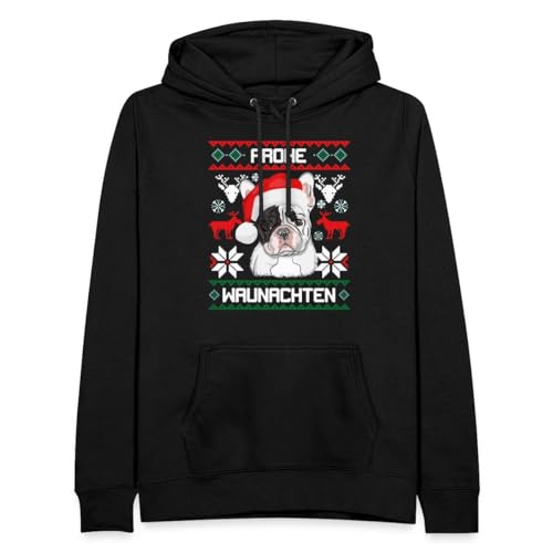 Spreadshirt Frohe Waunachten French Bulldog Weihnachten Frauen Hoodie, L, Schwarz von Spreadshirt