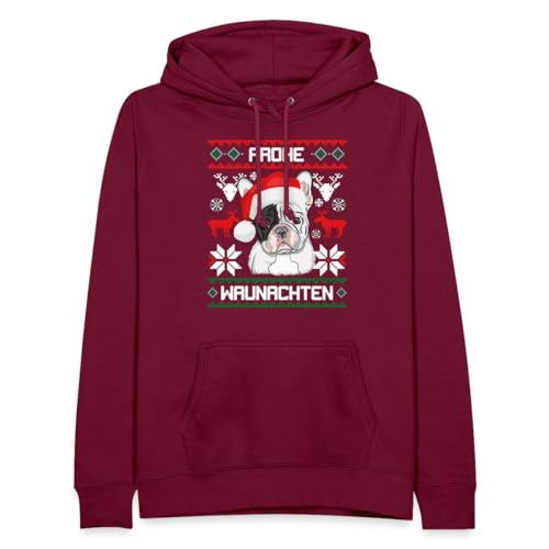 Spreadshirt Frohe Waunachten French Bulldog Weihnachten Frauen Hoodie, M, Bordeaux von Spreadshirt