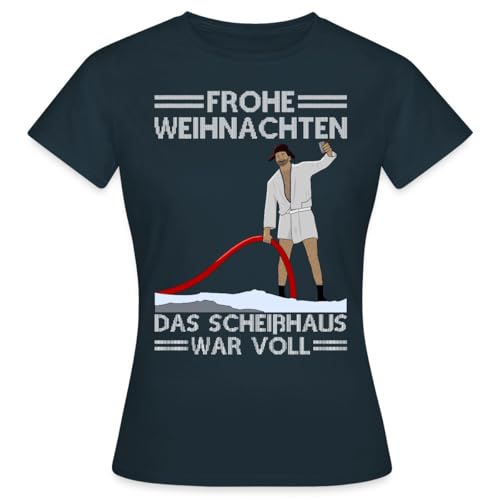 Spreadshirt Frohe Weihnachten Scheißhaus War Voll Ugly Christmas Frauen T-Shirt, L, Navy von Spreadshirt