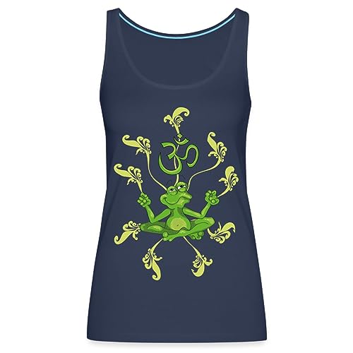 Spreadshirt Frosch beim Yoga Frauen Premium Tank Top, XL, Navy von Spreadshirt