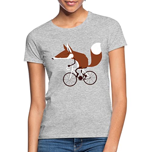 Spreadshirt Fuchs Auf Fahrrad Cycling Fox Rennrad Frauen T-Shirt, L, Grau meliert von Spreadshirt