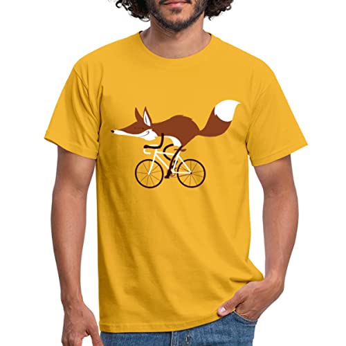 Spreadshirt Fuchs Auf Rennrad Männer T-Shirt, XXL, Gelb von Spreadshirt