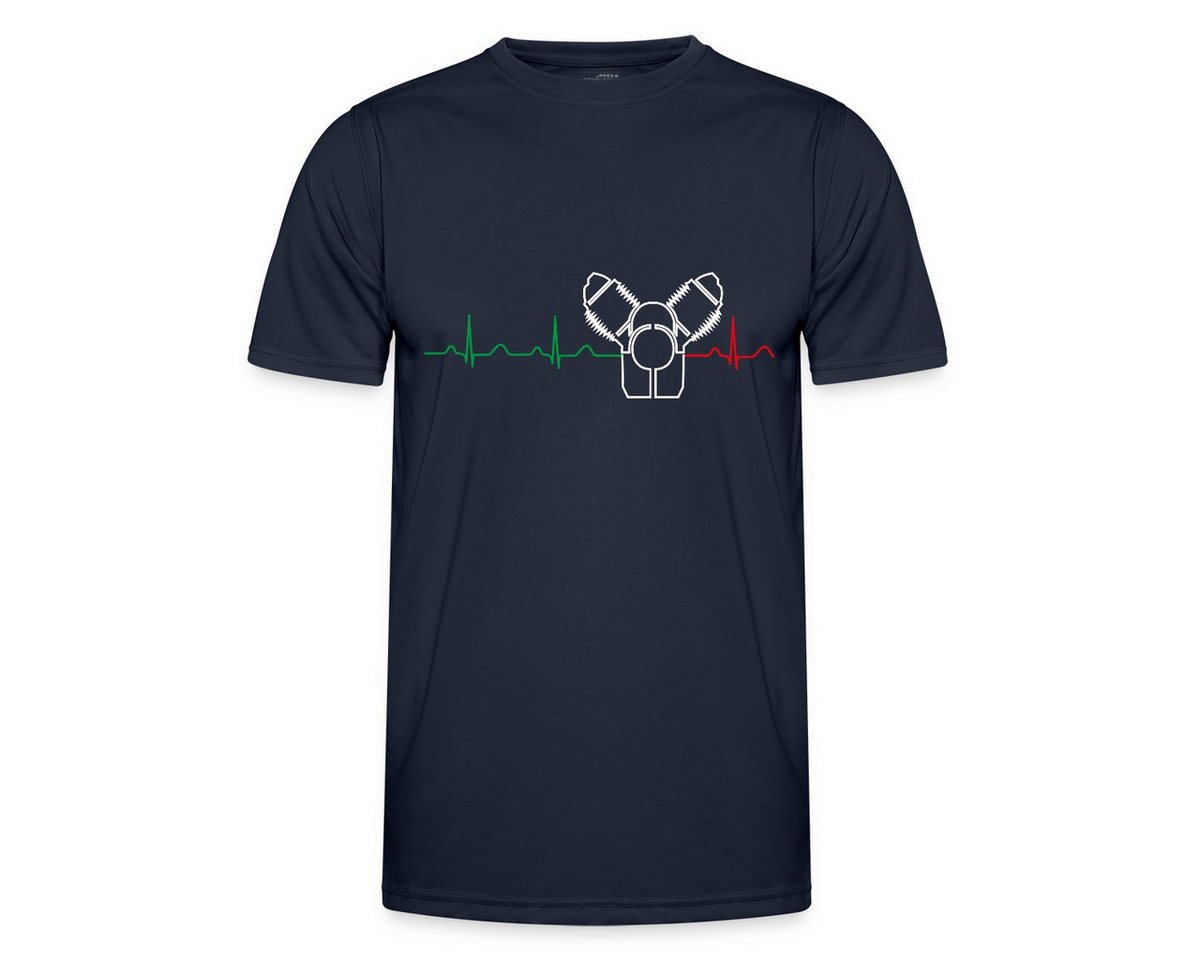 Spreadshirt Funktionsshirt Motorrad Rundmotor Heartbeat Italien Männer Funktions-T-Shirt (1-tlg) von Spreadshirt