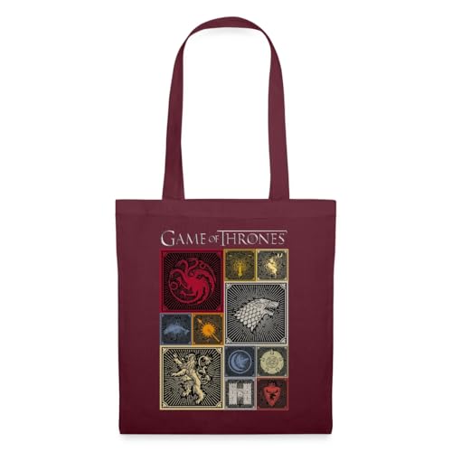 Spreadshirt Game Of Thrones Königshäuser Kacheln Einkaufstasche, One size, Burgunderrot von Spreadshirt
