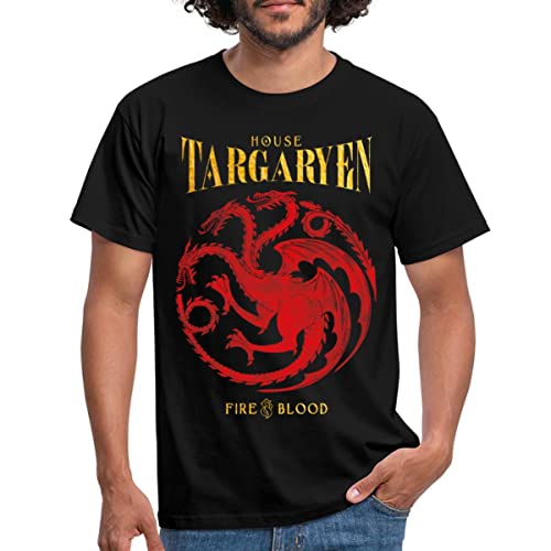 Spreadshirt Game of Thrones Haus Targaryen Fire & Blood Männer T-Shirt, 4XL, Schwarz von Spreadshirt