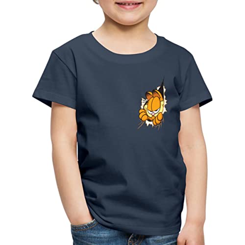 Spreadshirt Garfield Hier Ist Garfield Kinder Premium T-Shirt, 122/128 (6 Jahre), Navy von Spreadshirt