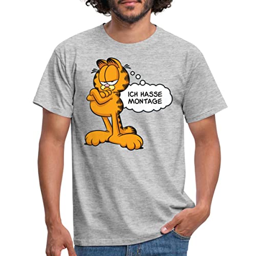 Spreadshirt Garfield Ich Hasse Montage Lustiger Spruch Männer T-Shirt, L, Grau meliert von Spreadshirt