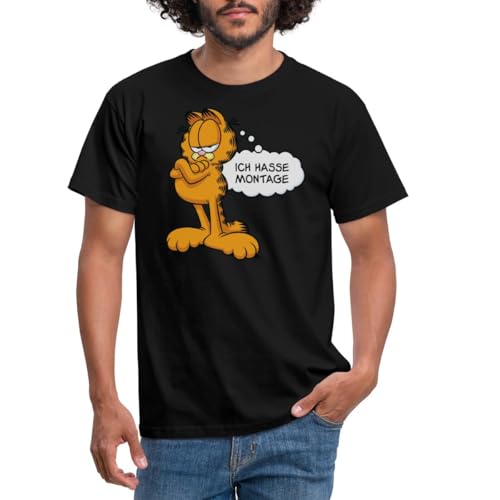 Spreadshirt Garfield Ich Hasse Montage Lustiger Spruch Männer T-Shirt, M, Schwarz von Spreadshirt