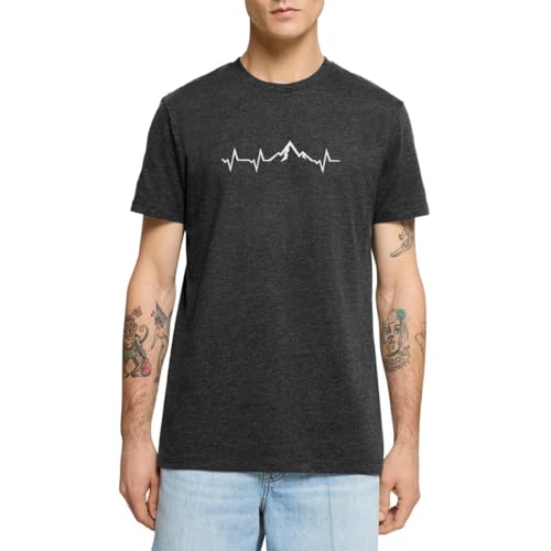 Spreadshirt Gebirge Herzschlag Puls Frequenz Berge EKG Männer Premium T-Shirt, L, Anthrazit meliert von Spreadshirt