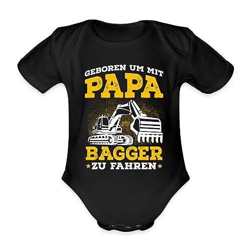 Spreadshirt Geboren Um Mit Papa Bagger Zu Fahren Spruch Baby Bio-Kurzarm-Body, 80 (9-12 M.), Schwarz von Spreadshirt