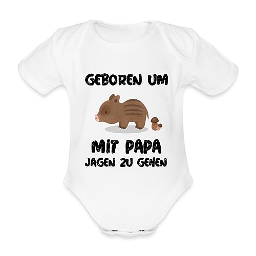 Spreadshirt Geboren Um Mit Papa Jagen Zu Gehen Baby Bio-Kurzarm-Body, 80 (9-12 M.), weiß von Spreadshirt