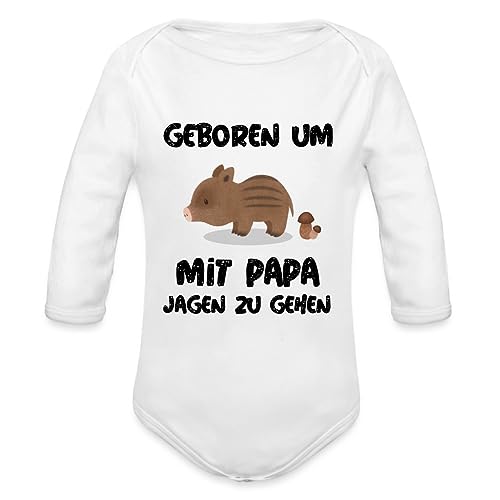 Spreadshirt Geboren Um Mit Papa Jagen Zu Gehen Baby Bio-Langarm-Body, 68 (3-6 M.), weiß von Spreadshirt