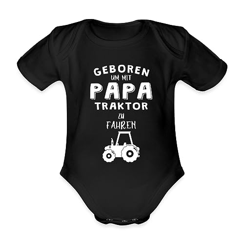 Spreadshirt Geboren Um Mit Papa Traktor Zu Fahren Baby Bio-Kurzarm-Body, 74 (6-9 M.), Schwarz von Spreadshirt