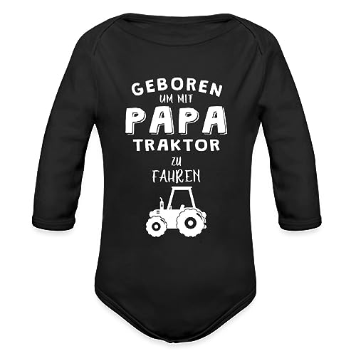 Spreadshirt Geboren Um Mit Papa Traktor Zu Fahren Baby Bio-Langarm-Body, 68 (3-6 M.), Schwarz von Spreadshirt