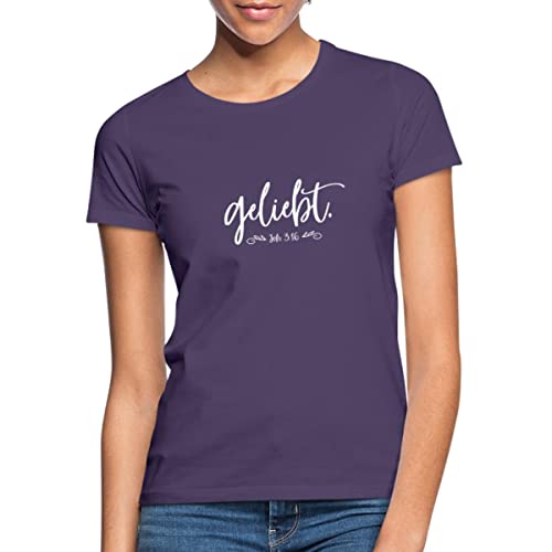 Spreadshirt Geliebt Johannes 3.16 Bibel Frauen T-Shirt, L, Dunkellila von Spreadshirt