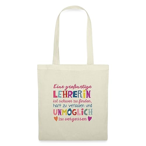 Spreadshirt Großartige Lehrerin Abschiedsgeschenk Stoffbeutel, One size, Natur von Spreadshirt