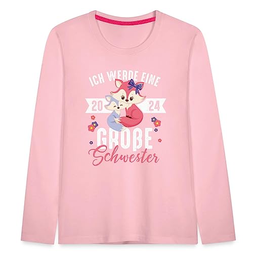 Spreadshirt Große Schwester 2024 Fuchsgeschenk Geschenkidee Kinder Premium Langarmshirt, 110/116 (4 Jahre), Hellrosa von Spreadshirt