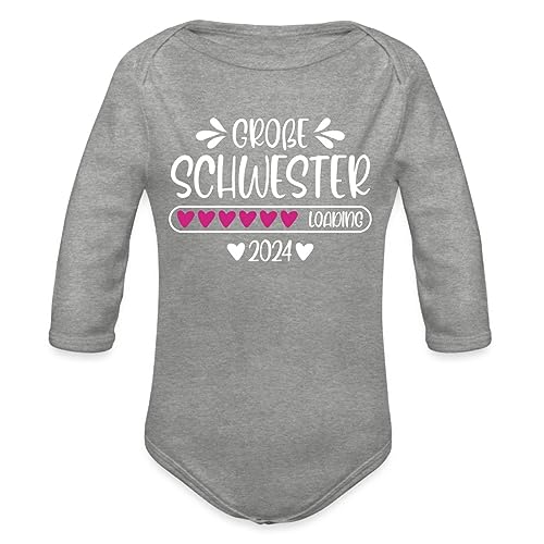 Spreadshirt Große Schwester 2024 Loading Baby Bio-Langarm-Body, 80 (9-12 M.), Grau meliert von Spreadshirt