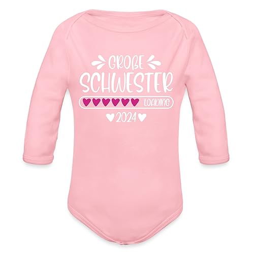 Spreadshirt Große Schwester 2024 Loading Baby Bio-Langarm-Body, 80 (9-12 M.), Hellrosa von Spreadshirt