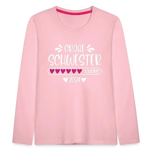 Spreadshirt Große Schwester 2024 Loading Kinder Premium Langarmshirt, 110/116 (4 Jahre), Hellrosa von Spreadshirt