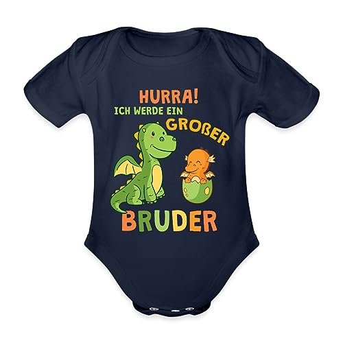 Spreadshirt Großer Bruder Dinosaurier Dino Baby Bio-Kurzarm-Body, 74 (6-9 M.), Dunkelnavy von Spreadshirt