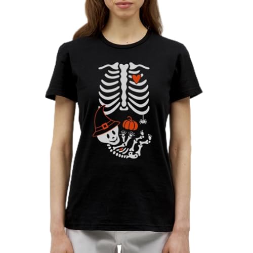 Spreadshirt Halloween Kostüm Schwangerschaft Baby Hexe Frauen T-Shirt, XXL, Schwarz von Spreadshirt