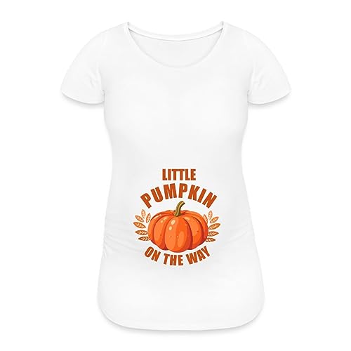 Spreadshirt Halloween Schwanger Little Pumpkin Kleiner Kürbis Frauen Schwangerschafts T-Shirt, XL, weiß von Spreadshirt