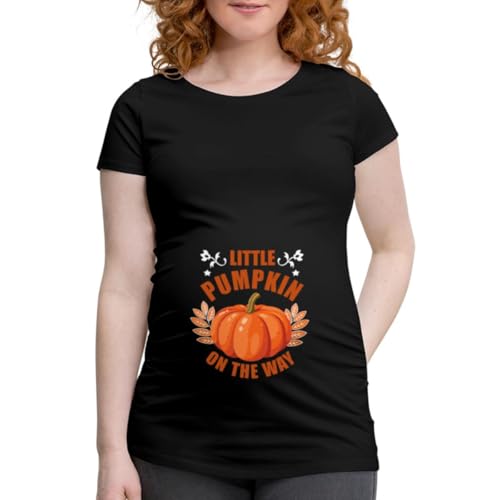 Spreadshirt Halloween Schwanger Little Pumpkin Kleiner Kürbis Frauen Schwangerschafts T-Shirt, XXL, Schwarz von Spreadshirt