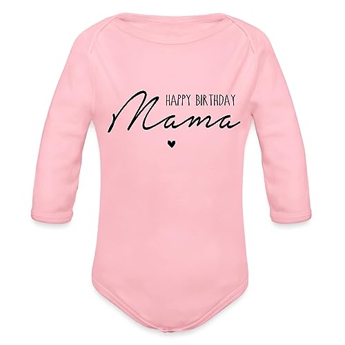 Spreadshirt Happy Birthday Mama Alles Gute Mit Herz Baby Bio-Langarm-Body, 74 (6-9 M.), Hellrosa von Spreadshirt