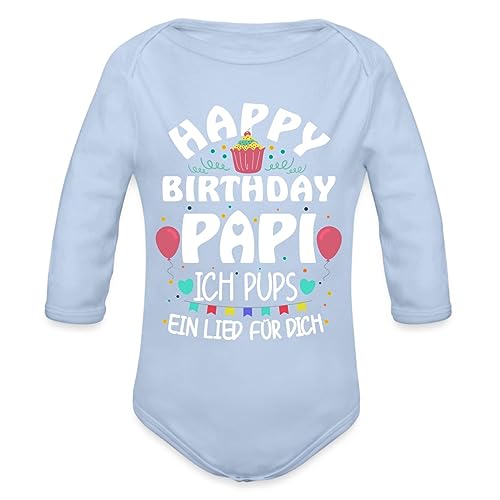 Spreadshirt Papa Ich Pups EIN Lied Baby Bio-Langarm-Body, 56 (0-1 M.), Sky von Spreadshirt