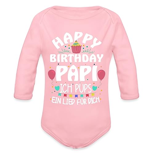 Spreadshirt Papa Ich Pups EIN Lied Baby Bio-Langarm-Body, 62 (2-3 M.), Hellrosa von Spreadshirt