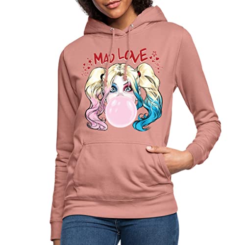 Spreadshirt Harley Quinn Mad Love Bubblegum Frauen Hoodie, S, Altrosa von Spreadshirt