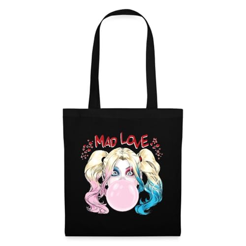 Spreadshirt Harley Quinn Mad Love Bubblegum Stoffbeutel, One size, Schwarz von Spreadshirt