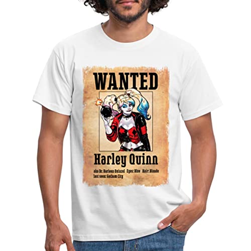 Spreadshirt Harley Quinn Wanted Männer T-Shirt, L, weiß von Spreadshirt