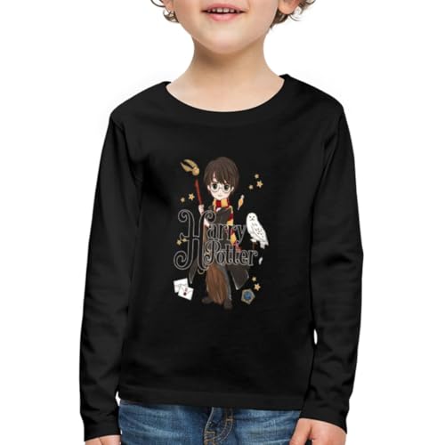 Spreadshirt Harry Potter Elemente Kinder Premium Langarmshirt, 122/128 (6 Jahre), Schwarz von Spreadshirt