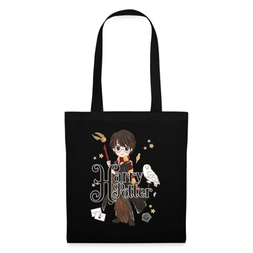 Spreadshirt Harry Potter Elemente Einkaufstasche, One size, Schwarz von Spreadshirt