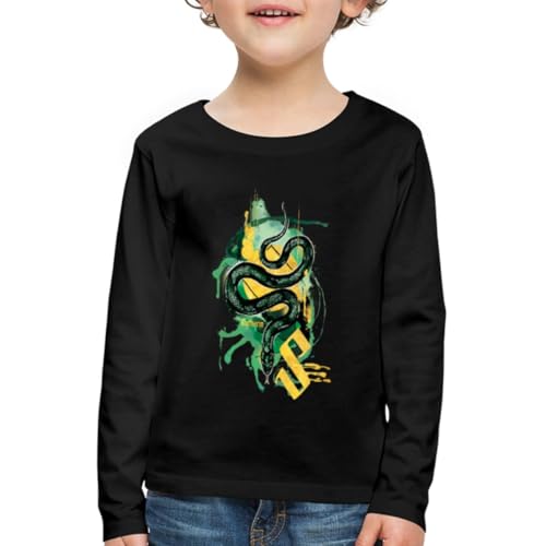 Spreadshirt Harry Potter Haus Slytherin Schlange Kinder Premium Langarmshirt, 122/128 (6 Jahre), Schwarz von Spreadshirt